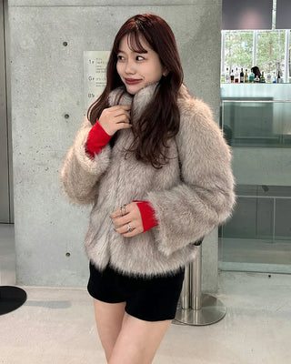 High-neck fur jacket