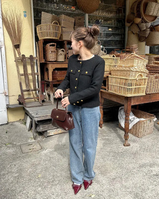 Gold button round tweed jacket