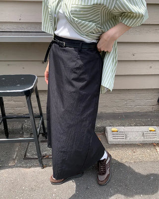 (Belt set) Nylon long skirt