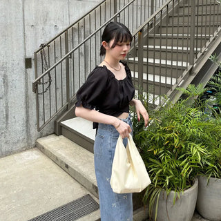 Back ribbon off-shoulder blouse