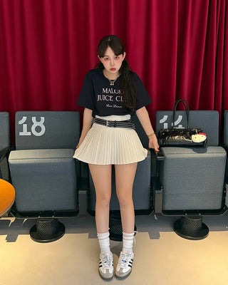Slim pleated mini skirt
