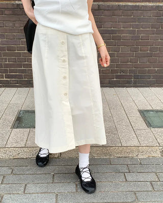 Button-up flared midi skirt