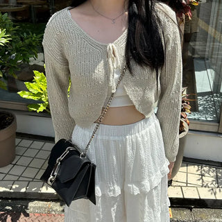 Ribbon Cropped Cardigan