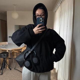 Brushed oversized corduroy hoodie