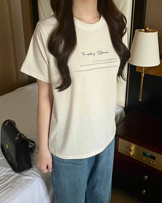 Lettering Tencel Half-Sleeve T-Shirt