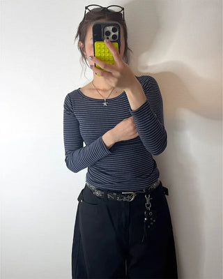 Striped boat neck t-shirt