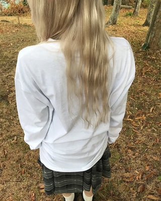 Plain slit long-sleeved T-shirt