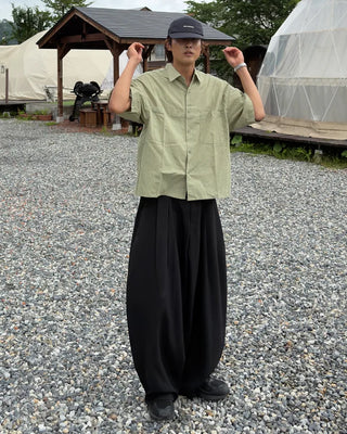 Two-pleat wide slacks