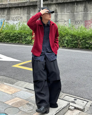 Button-collar knit cardigan