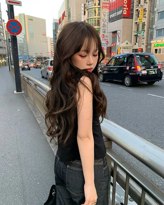 High-neck button-down sleeveless top