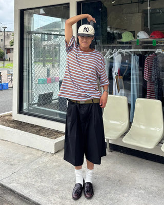 Two-tone border half-sleeve T-shirt