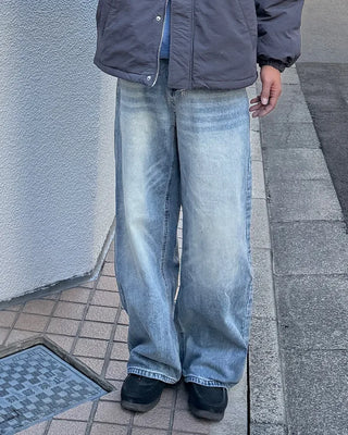 Brushed wide-leg denim
