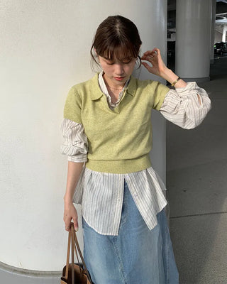 Button Collar Knit Polo Top