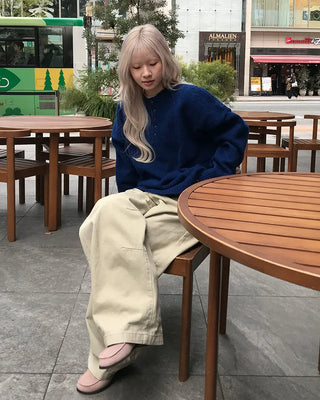 Henley neck oversized knit