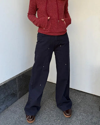 Side Yoke Wide Cotton Pants