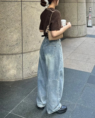 Side yoke seam wide jeans