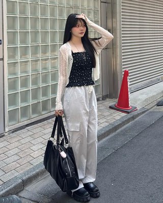 Cargo waist drawstring pants