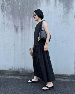 Checked long dress