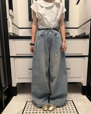Wide denim pants
