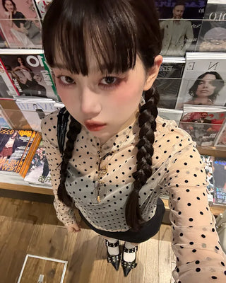 Polka Dot See-Through Long Sleeve T-Shirt