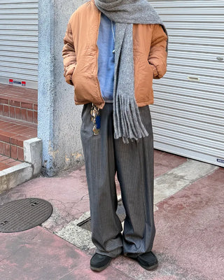 Two-pleat striped slacks