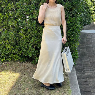 Satin long skirt