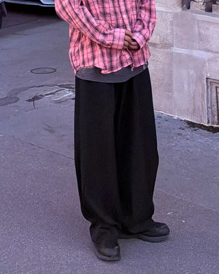 D-ring two-pleat wide-leg pants