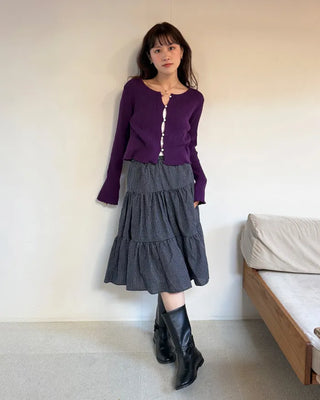 Walnut Button Short Knit Cardigan