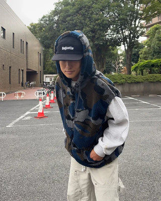 Camouflage fleece hooded vest