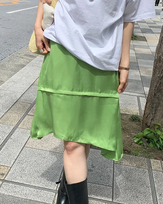 Satin midi skirt