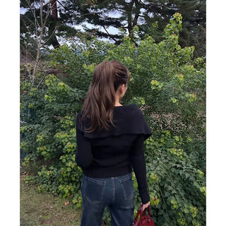 Big collar ribbed knit