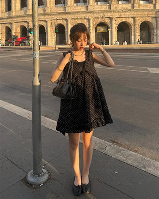 Polka dot tiered mini dress