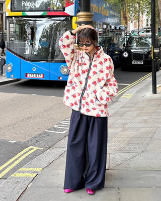 Denim Two-Pintuck Wide Pants