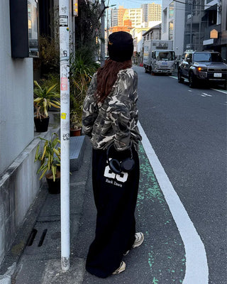 Camouflage Waffle Henley Neck Long T-Shirt