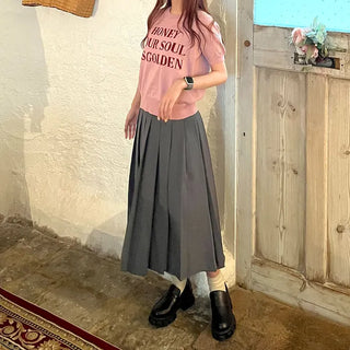 Lettering Half-Sleeve Knit