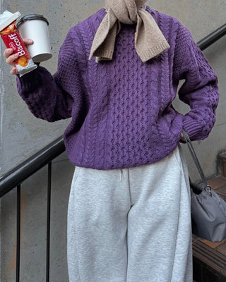 Wool color cable knit