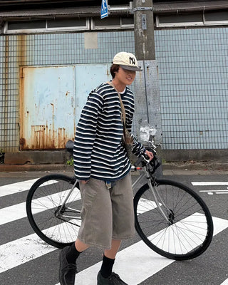 Multi-stripe long-sleeved T-shirt