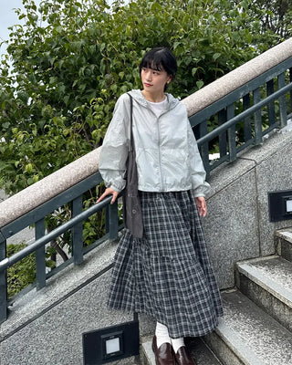 Hooded cropped windbreaker