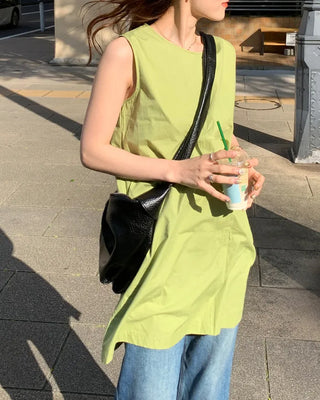 A-line round midi dress