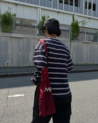 Striped long-sleeved cut and sew
