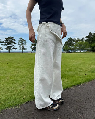 Eyelet Wrap Set Cotton Pants