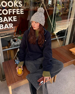 Drawstring wide sweatpants