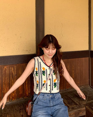 Flower Crochet Knit Vest