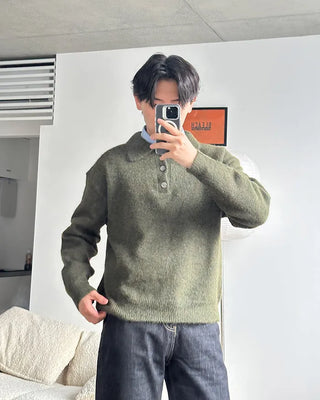 Polo collar boucle knit
