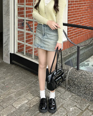 Two-pocket half-moon shoulder bag