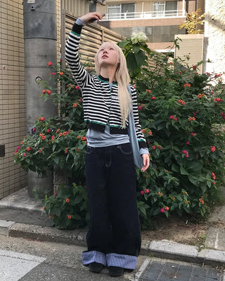 Two-tone striped cardigan
