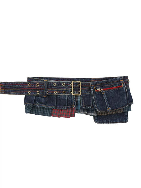 [Moromoro2] Chain Link Belt Denim Waist  Bag