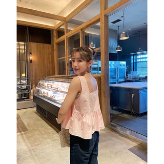 Shirred sleeveless blouse
