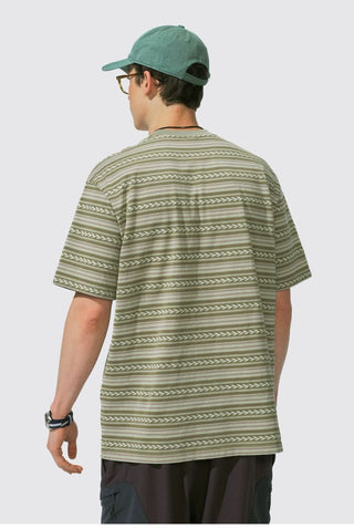 [Monterest] Cotton Totem Stripe Embroidered Tee