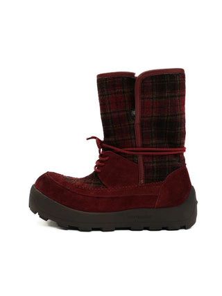 [Moromoro2] Plaid Fur-Lined Platform Snow  Boots